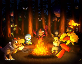  ._. armarouge armor artist_name black_sclera bright_pupils campfire closed_mouth colored_sclera commentary crossed_arms crossed_legs ditto dwebble eevee english_commentary espurr fangs fire flaming_eye flashlight floating food forest gastly gen_1_pokemon gen_2_pokemon gen_4_pokemon gen_5_pokemon gen_6_pokemon gen_8_pokemon gengar glowing glowing_eyes grass grin hair_over_one_eye haunter highres holding holding_flashlight holding_stick log long_nose marshmallow morgrem nature night nintendo one-eyed open_mouth outdoors patrat piplup pointy_nose pokemon pokemon_(creature) pokemon_focus rayman_limbs red_eyes roasted_marshmallow signature sitting smile stick teeth thecalendork transformed_ditto tree trevenant tyrunt umbreon v-shaped_eyes watermark white_pupils 