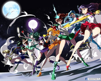  6+girls action aino_minako anime_coloring ass bishoujo_senshi_sailor_moon black_hair blonde_hair blue_bow blue_eyes blue_footwear blue_hair blue_sailor_collar blue_skirt boots bow brooch brown_bow brown_hair choker deep_aqua_mirror dress elbow_gloves full_moon garnet_rod gloves green_boots green_eyes green_hair green_skirt hair_bow half_updo heart heart_brooch high_heel_boots high_heels high_ponytail hino_rei hohooting holding holding_polearm holding_spear holding_weapon jewelry kaiou_michiru kino_makoto knee_boots lace-up_boots long_hair long_legs magical_girl meiou_setsuna mizuno_ami moon multiple_girls orange_bow orange_shoes orange_skirt panties pantyshot pink_bow polearm ponytail princess_serenity purple_bow purple_eyes purple_footwear purple_hair purple_skirt red_bow red_eyes red_footwear red_skirt sailor_collar sailor_jupiter sailor_mars sailor_mercury sailor_neptune sailor_pluto sailor_saturn sailor_senshi sailor_uranus sailor_venus serious shoes short_hair silence_glaive skirt space_sword spear sword ten'ou_haruka tomoe_hotaru tsukino_usagi twintails underwear weapon white_dress white_panties yellow_bow  rating:Sensitive score:29 user:danbooru
