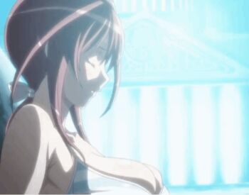  1girl animated animated_gif bare_shoulders blush bra breast_expansion breasts bursting_breasts cleavage closed_eyes female_focus hoods_entertainment huge_breasts large_breasts medium_hair oribe_mafuyu red_hair seikon_no_qwaser skindentation solo third-party_edit undersized_clothes underwear uno_makoto  rating:Sensitive score:61 user:catonfire26