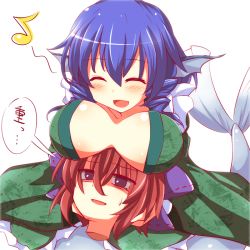 2girls blue_hair breast_rest breasts breasts_on_head cleavage fish_tail head_fins japanese_clothes kimono kisaragi_zwei large_breasts mermaid monster_girl multiple_girls musical_note nukekubi red_eyes red_hair sekibanki smile sweatdrop tail touhou wakasagihime rating:Safe score:6 user:danbooru 2girls blue_hair breast_rest breasts breasts_on_head cleavage fish_tail head_fins japanese_clothes kimono kisaragi_zwei large_breasts mermaid monster_girl multiple_girls musical_note nukekubi red_eyes red_hair sekibanki smile sweatdrop tail touhou wakasagihime rating:Safe score:6 user:danbooru