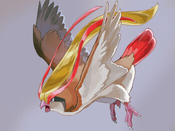  animal_focus beak bird full_body fusenryo gen_1_pokemon mega_pidgeot mega_pokemon nintendo no_humans one-hour_drawing_challenge open_mouth pidgeot pokemon pokemon_(creature) pokemon_focus simple_background solo talons wings 