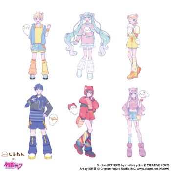  2boys 4girls :d ;) aqua_hair bag black_shoes blonde_hair blue_eyes blue_jacket blue_leg_warmers blue_shorts blue_socks brown_eyes brown_hair company_name copyright_name copyright_notice creative_yoko crop_top full_body garter_straps grey_shirt grey_shoes hair_ornament hat hatsune_miku holding jacket kagamine_len kagamine_rin kaito_(vocaloid) kisaragi_yuu_(fallen_sky) leg_warmers leggings megurine_luka meiko_(vocaloid) miniskirt mismatched_leg_warmers multiple_boys multiple_girls official_art one_eye_closed open_clothes open_jacket open_mouth orange_leg_warmers pink_hair pink_shirt pink_shoes pink_thighhighs pleated_skirt ponytail red_hat red_jacket red_shorts shirt shoes short_ponytail shorts shoulder_bag sirotan skirt smile socks striped_clothes striped_shirt tank_top thighhighs third-party_source torn_clothes torn_leggings twintails vocaloid watermark web_address white_background white_shirt white_shoes white_skirt yellow_leg_warmers yellow_shorts yellow_tank_top 