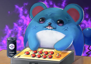  anger_vein angry aura black_eyes brand_name_imitation controller game_controller gen_1_pokemon gen_2_pokemon mahos_san marill nintendo no_humans pikachu pokemon pokemon_(creature) solo table  rating:General score:2 user:danbooru