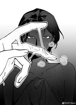  2girls absurdres bare_shoulders bite_mark blush clenched_teeth collarbone constricted_pupils couple covering_breasts covering_privates crying crying_with_eyes_open female_pov g00d1a gradient_background greyscale hand_up highres implied_sex like_mother_like_daughter looking_at_viewer messy_hair monochrome multiple_girls nervous_sweating nose_blush nude parted_bangs pov pov_hands pussy_juice pussy_juice_on_fingers pussy_juice_trail ryu_sol scared shaded_face short_hair somyung&#039;s_mother_(like_mother_like_daughter) steaming_body surprised sweat tears teeth trembling upper_body watermark wavy_hair weibo_username weibo_watermark wet wide-eyed yuri 