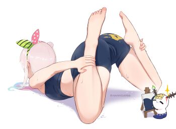  1girl absurdres airani_iofifteen barefoot blue_hair bound_puppy_pose cameltoe facing_away feet feet_up holding_own_ankles holding_own_leg gradient_hair hair_bun hands_on_own_legs highres holding_own_leg hololive hololive_indonesia long_hair multicolored_hair nanndayoo pants pink_hair pointed_toes side_ponytail toes top-down_bottom-up virtual_youtuber yoga yoga_mat yoga_pants 