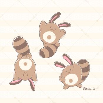  :3 arm_up arms_up full_body gen_2_pokemon handstand hashtag-only_commentary highres nintendo no_humans pokemon pokemon_(creature) rio_(rio0v0o) sentret smile twitter_username watermark watermark_grid 