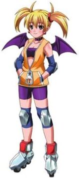  1girl aq_interactive arcana_heart atlus examu inline_skates lilica_felchenerow mike_(arcana_heart) mizuki_gyokuran official_art roller_skates skates smile source_request yasuzumi_yoriko 