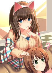 10s 2girls ? animal_ears bare_shoulders black_hair blue_eyes blush breast_rest breasts breasts_on_head brown_hair carried_breast_rest cat_ears collarbone commentary_request fake_animal_ears finger_to_mouth green_eyes hairband highres idolmaster idolmaster_cinderella_girls inuikentarou jewelry large_breasts long_hair looking_at_viewer maekawa_miku multiple_girls necklace off-shoulder off-shoulder_sweater pendant ribbed_sweater sagisawa_fumika shawl short_hair shushing smile sweater rating:Safe score:9 user:danbooru 10s 2girls ? animal_ears bare_shoulders black_hair blue_eyes blush breast_rest breasts breasts_on_head brown_hair carried_breast_rest cat_ears collarbone commentary_request fake_animal_ears finger_to_mouth green_eyes hairband highres idolmaster idolmaster_cinderella_girls inuikentarou jewelry large_breasts long_hair looking_at_viewer maekawa_miku multiple_girls necklace off-shoulder off-shoulder_sweater pendant ribbed_sweater sagisawa_fumika shawl short_hair shushing smile sweater rating:Safe score:9 user:danbooru