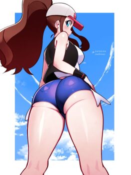 1girl ass breasts brown_hair hilda_(pokemon) huge_ass jaxdrawz nintendo pokemon pokemon_bw ponytail solo  rating:Sensitive score:19 user:RIG