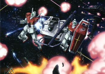  a_baoa_qu army artist_request asteroid bazooka_(gundam) beam_gun debris earth_federation earth_federation_space_forces energy_beam explosion fleet gm_(mobile_suit) gundam gundam_perfect_file highres magazine_scan mecha mecha_focus mobile_suit mobile_suit_gundam nebula no_humans official_art painting_(medium) promotional_art robot roundel scan scene_reference science_fiction shield space space_habitat spacecraft star_(sky) thrusters traditional_media war zeon 