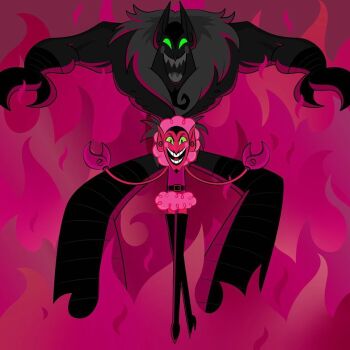  1boy art.goytia belt black_belt black_boots black_eyes black_hair black_thighhighs boots colored_sclera colored_skin crab_claw demon demon_boy dress evil_smile facial_hair facing_viewer fire fur-trimmed_collar fur_trim goatee green_sclera hair_slicked_back hell high_heel_boots high_heels him_(powerpuff_girls) looking_at_viewer male_focus multiple_forms muscular official_art open_mouth pink_fur powerpuff_girls red_dress red_skin shadowed skinny sleeveless smile thigh_boots thighhighs widow's_peak 