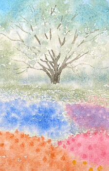  commentary_request day no_humans original outdoors painting_(medium) plant plant_focus scenery tj_(tenjiku200) traditional_media tree watercolor_(medium) 