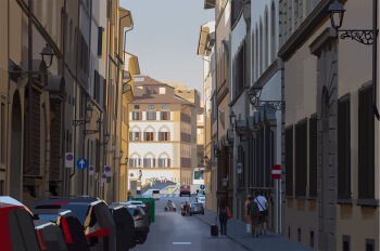  building car commentary english_commentary gjb870216 highres lantern motor_vehicle original people photorealistic realistic road road_sign scenery sign sky street urban 