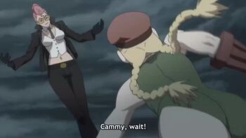  2girls animated anime_screenshot ass audible_speech battle braid breasts cammy_white capcom crimson_viper electricity electrocution falling gloves grabbing_another's_breast groping highleg highleg_leotard humiliation japanese_audio kicking leotard looking_at_another moaning multiple_girls open_mouth outdoors pain pompadour revealing_clothes running ryona screaming smile street_fighter street_fighter_iv_(series) street_fighter_iv_aratanaru_kizuna tagme twin_braids video violence 