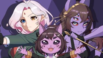  animal_ears anya_(spy_x_family) anya_(spy_x_family)_(cosplay) arthropod_girl bat_ears blue_eyes brown_hair carol_(lilum) chat_(dante_will) colored_sclera colored_skin cosplay dagger dante_will dress eden_academy_school_uniform extra_arms extra_eyes forehead_jewel formal_clothes gold_hairband green_suit hairband hairpods heterochromia holding insect_girl knife monster_girl neobaka pink_hair pointy_ears purple_skin school_uniform second-party_source slime_girl smile spider_girl spy_x_family stiletto_(weapon) sue_chwan suit twilight_(spy_x_family) twilight_(spy_x_family)_(cosplay) weapon white_eyes yor_briar yor_briar_(cosplay) youtube youtube_video_thumbnail 