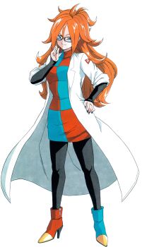  1girl absurdres android_21 black_nails black_tube_top boots checkered_clothes dragon_ball dragon_ball_fighterz dress earrings high_heels highres hoop_earrings jewelry silverwoodwork solo strapless tube_top two-tone_dress 