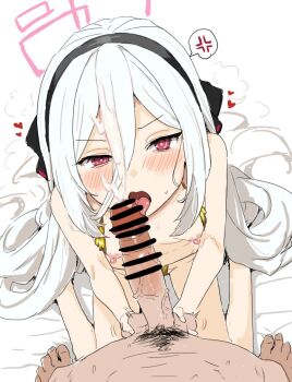  1boy 1girl anger_vein bikini blue_archive blush breasts breasts_out caressing_testicles clearite cum cum_on_body ejaculation facial fellatio from_above gold_bikini hair_between_eyes hairband halo heart kei_(blue_archive) kei_(new_body)_(blue_archive) licking licking_penis loli long_hair long_hair_between_eyes looking_at_viewer male_pubic_hair microphone nipples open_mouth oral penis pink_eyes pink_halo pov pov_crotch pubic_hair rectangular_halo ringed_eyes sitting small_breasts spoken_anger_vein sweatdrop swimsuit testicles tongue tongue_out wariza white_background white_hair 