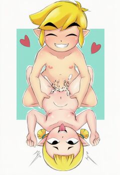  1boy 1girl aryll blonde_hair blush brother_and_sister censored closed_eyes completely_nude cum cum_in_pussy ejaculation happy_sex heart hetero highres incest kodomo_doushi link loli lying missionary mosaic_censoring nintendo nude on_back open_mouth penis pointy_ears pussy puyopopper sex shota siblings smile the_legend_of_zelda the_legend_of_zelda:_the_wind_waker tongue tongue_out toon_link vaginal  rating:Explicit score:62 user:SGuy669
