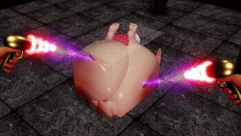  1girl 2others against_glass animated animated_gif ass box breast_press breasts breasts_on_glass censored completely_nude energy_gun furui gigantic_breasts huge_breasts ibaraki_kasen large_breasts mosaic_censoring multiple_others nude pussy ray_gun red_eyes red_hair short_hair touhou trapped twitching weapon 