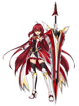  1girl :o absurdres ahoge armor armored_boots armored_dress armpits black_thighhighs boots braid dress elesis_(elsword) elsword full_body game_cg gloves grand_master_(elsword) highres holding holding_sword holding_weapon huge_weapon knee_boots long_hair looking_at_viewer official_art open_mouth pleated_skirt red_eyes red_hair ress second-party_source serious skirt solo standing sword tachi-e thighhighs thighhighs_under_boots transparent_background tsurime very_long_hair weapon white_gloves white_skirt zettai_ryouiki  rating:Sensitive score:4 user:danbooru