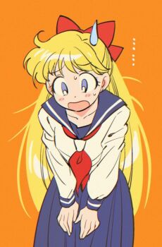  1girl aino_minako bishoujo_senshi_sailor_moon blonde_hair blue_eyes bow breasts long_hair long_sleeves red_bow school_uniform skirt suzuki_(2red_moon3) very_long_hair  rating:Sensitive score:9 user:zombiespacial