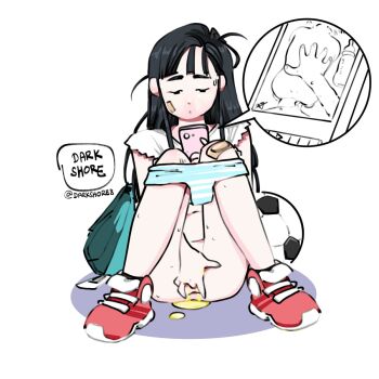  anus black_hair darkshore8 fingering gaping_anus loli long_hair masturbation panties pee peeing shoes sneakers striped_clothes striped_panties toddler tomboy underwear  rating:Explicit score:79 user:darkshore8