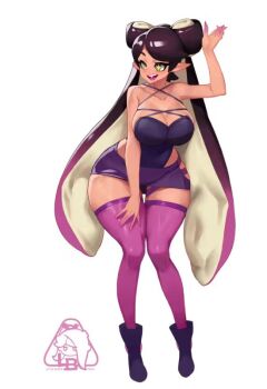  1girl breasts callie_(splatoon) large_breasts little_blood simple_background splatoon_(series) splatoon_1 tentacle_hair white_background 