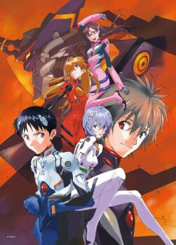  artist_request ayanami_rei blue_eyes blue_hair bodysuit breasts brown_hair closed_mouth downscaled eva_06 evangelion_(mecha) hair_between_eyes hair_ornament highres ikari_shinji interface_headset_(evangelion) long_hair makinami_mari_illustrious mecha mecha_pilot_suit medium_breasts nagisa_kaworu neon_genesis_evangelion official_art plugsuit_(evangelion) red_bodysuit red_eyes resized robot short_hair souryuu_asuka_langley third-party_source two_side_up white_bodysuit 
