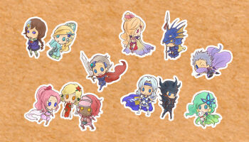  1990s_(style) 6+boys 6+girls armor blonde_hair blue_eyes braid brown_hair cain_highwind cape cecil_harvey ceodore_harvey chibi china_dress chinese_clothes crossed_arms dark_skin double_bun dress dual_persona earrings edward_geraldine final_fantasy final_fantasy_iv final_fantasy_iv:_the_after_years flower green_eyes green_hair grey_hair hair_bun hair_ornament hat headband helmet jewelry leonora leotard long_hair luca_(ff4) mole multiple_boys multiple_girls one_eye_closed open_mouth orange_eyes palom pink_eyes pink_hair polearm ponytail porom red_hair retro_artstyle robe rosa_farrell rydia_(ff4) saship short_hair single_braid sitting spear sword tiara ursula_leiden visor weapon whyt wink yellow_eyes 