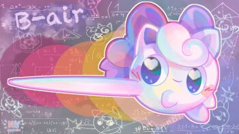 1girl 1other animal_focus arrow_(symbol) artist_name blue_eyes blush blush_stickers bow chalk chalkboard character_name chemical_structure child's_drawing closed_mouth doodled_object english_text equation full_body gen_1_pokemon geometry green_eyes happy heart heart-shaped_pupils highres instagram_username jigglypuff kicking looking_at_viewer looking_back math nat0rii nintendo no_humans outline poke_ball_symbol pokemon pokemon_(creature) pokemon_focus prototype_design purple_bow purple_eyes red_bow simple_background smile solo star_(symbol) super_smash_bros. sword symbol-shaped_pupils triangle weapon white_background white_outline 