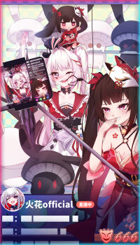  3girls 620doxf 666 absurdres against_glass animal_ears bare_shoulders bell black_choker black_gloves black_hair black_hat black_sash blunt_bangs blush bow braid breasts brown_hair butterfly-shaped_pupils cellphone chinese_text choker circle_facial_mark claws cleavage clothing_cutout club_(shape) collarbone commentary_request crane_(machine) criss-cross_halter detached_sleeves diamond_(shape) diamond_facial_mark diamond_on_cheek dress evil_grin evil_smile facial_mark flower_tattoo fox_mask frills glass gloves grabbing_another's_face grin gun hair_between_eyes hair_bow hair_ornament hair_ribbon halterneck handgun hat hat_ornament head_grab heart heart_facial_mark heart_on_cheek highres holding honkai:_star_rail honkai_(series) japanese_clothes kimono large_breasts livestream long_hair long_sleeves looking_at_phone looking_at_viewer mark_under_both_eyes mask mask_on_head medium_breasts mini_hat mini_top_hat monitor multicolored_hair multiple_girls neck_bell off_shoulder one_eye_closed open_mouth phone pink_eyes profile purple_eyes rabbit_ear_headwear rabbit_hat_ornament red_dress red_eyes red_sleeves revolver ribbon sash screen selfie_stick short_hair shoulder_cutout single_glove smile snubnosed_revolver sparkle_(doll)_(honkai:_star_rail) sparkle_(honkai:_star_rail) sparxie_(honkai:_star_rail) supplicant_mask sweat symbol-shaped_pupils tattoo teeth top_hat twintails very_long_hair virtual_youtuber weapon white_hair 