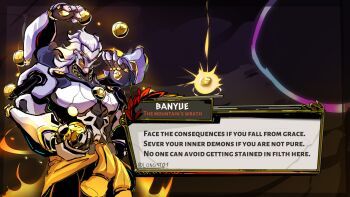  1boy absurdres arms_up artificial_eye banyue_(zenless_zone_zero) claws clothed_robot clothes_around_waist commentary cowboy_shot dialogue_box english_commentary english_text extra_arms floating_ball grey_hair hades_(series) highres holding holding_orb humanoid_robot long_hair longst01 male_focus mechanical_eye mechanical_hands metal_skin orb robot robot_boy solo zenless_zone_zero 