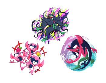  +++ berry_(pokemon) black_hair closed_eyes colored_tongue commentary_request evolutionary_line fangs food fruit gen_8_pokemon grimmsnarl highres holding holding_food holding_fruit impidimp kasai_(pixiv24704749) long_hair morgrem nintendo official_art open_mouth pinap_berry pointy_ears pointy_nose pokemon pokemon_(creature) pokemon_focus pokemon_go prehensile_hair purple_tongue razz_berry red_eyes simple_background smile teeth tongue tongue_out white_background 