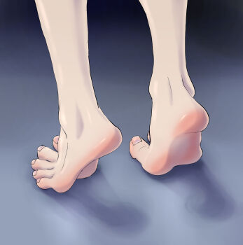  1girl absurdres bare_legs barefoot feet feet_only foot_focus foot_worship footprints gradient_background grey_background highres legs lei_abu lower_body original pale_skin soles tiptoes toenails toes 
