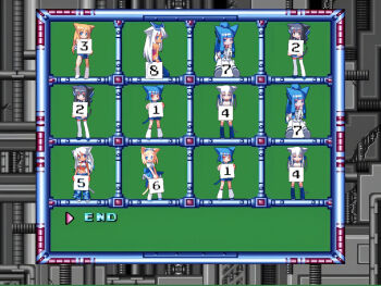  6+girls animal_ears black_hair blonde_hair blue_eyes blue_hair counter_girls fake_screenshot gelbooru mega_man_x_(series) multiple_girls numbered_panels red_eyes white_hair  rating:General score:23 user:gulabjamuns