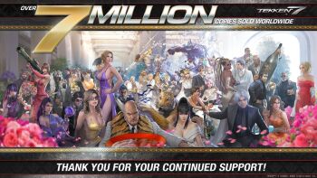  6+boys 6+girls alcohol alisa_boskonovich animal animal_head animal_print anna_williams arabian_clothes arch architecture bald bare_shoulders beard belt black_dress black_hair black_neckwear black_shirt black_suit blonde_hair bob_(tekken) breasts brown_hair bryan_fury celebration chair claudio_serafino claws cleavage closed_mouth cocktail_dress collarbone collared_shirt cup dark_skin death_by_degrees debris demon_horns dreadlocks dress drinking_glass eating eddy_gordo elbow_gloves eliza_(tekken) emilie_de_rochefort everyone eyepatch facial_hair facing_viewer fat fat_man feng_wei food formal_clothes gatling_gun gigas_(tekken) glass gloves gold_dress grey_hair grey_suit grin group_picture gun_jack hair_ornament hair_slicked_back hand_on_own_cheek hand_on_own_face harada_katsuhiro high_ceiling high_heels highres horns husband_and_wife indoors jaguar jewelry josie_rizal julia_chang katarina_alves kawano_takuji kazama_asuka kazama_jin keffiyeh king_(tekken) kuma_(tekken) kunimitsu_ii large_breasts lars_alexandersson lee_chaolan legs leo_kliesen lidia_sobieska ling_xiaoyu lips long_hair looking_at_viewer looking_back looking_to_the_side lucky_chloe makeup marshall_law master_raven medium_breasts miguel_caballero_rojo minigun mishima_heihachi mishima_kazumi_(tekken) mishima_kazuya multiple_boys multiple_girls muscular mustache namco necklace nina_williams off-shoulder_dress off_shoulder official_art orange_dress pale_skin panda_(tekken) parted_lips party paul_phoenix pillar pink_hair pizza plant ponytail poster_(medium) purple_dress real_life_insert red_eyes sash scar scarf sergei_dragunov shaheen shirt short_hair side_slit sideboob sidelocks sitting smile smirk source_request standing steve_fox suit sunglasses table tattoo tekken tekken_2 tekken_3 tekken_4 tekken_5 tekken_5_(dark_resurrection) tekken_6 tekken_7 tekken_blood_vengeance tekken_tag_tournament tekken_tag_tournament_2 textless_version thighs tiger tiger_print twintails vampire vaulted_ceiling very_dark_skin white_dress white_suit wine wine_glass yellow_dress yoshimitsu_(namco) zafina 