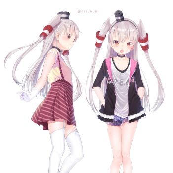 1girl amatsukaze_(kancolle) bad_id bad_nicoseiga_id black_jacket blush brown_eyes closed_mouth dx_(dekusu) hair_between_eyes hair_tubes hat highres hood hoodie jacket kantai_collection long_hair looking_at_viewer mini_hat multiple_views open_mouth pink_shirt pleated_skirt shirt short_shorts shorts silver_hair simple_background skirt smile suspender_skirt suspenders thighhighs two_side_up white_background white_shirt white_thighhighs rating:Sensitive score:15 user:danbooru