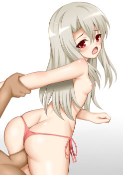 1boy 1girl arm_grab armpits ass blush breasts butt_crack censored dark-skinned_male dark_skin doggystyle fate/grand_order fate/kaleid_liner_prisma_illya fate_(series) hetero illyasviel_von_einzbern loli long_hair looking_at_viewer looking_back micro_panties nipples open_mouth panties penis pussy red_eyes sex sex_from_behind shiny_skin silver_hair small_breasts thighs topless_female toshishikisai underwear rating:Explicit score:58 user:DarthDaniel96