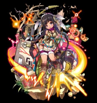  1girl bare_shoulders bare_tree black_background black_hair blush boots braid breasts brown_boots brown_dress detached_sleeves dress feathers fire full_body glowing hair_ornament head_tilt highres long_hair medium_breasts merc_storia merc_storia_art_team motion_lines native_american official_art open_mouth purple_eyes purple_scarf scarf short_dress sidelocks simple_background sitting sleeveless sleeveless_dress smile solo tachi-e thigh_scrunchie thighs totem tree twin_braids ulrica_(merc_storia) very_long_hair wide_sleeves 