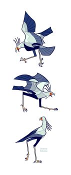  animal artist_name beak bird commentary commission english_commentary highres jemma_salume multiple_views no_humans original secretarybird simple_background talons white_background wings 