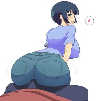10s 1boy 1girl ass blush bulge buttjob buttjob_over_clothes colorfag denim erection erection_under_clothes huge_ass jadf jeans looking_at_viewer looking_back pants pov senran_kagura tight_clothes transparent_background yozakura_(senran_kagura) rating:Questionable score:243 user:Jofca