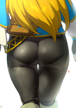 1girl absurdres ass ass_focus blonde_hair close-up colored_skin fanny_pack female_focus fingerless_gloves from_behind gloves heart highres ikuchan_kaoru long_hair multicolored_skin nintendo pants pantylines princess_zelda signature solo the_legend_of_zelda the_legend_of_zelda:_breath_of_the_wild thigh_gap thighs tight_clothes tight_pants rating:Sensitive score:122 user:danbooru