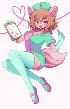  cerimorti clipboard furry furry_female garter_belt gloves hat heart ivy_the_wolfcat latex latex_gloves nurse nurse_cap tail thighhighs watermark zipper_pull_tab  rating:Sensitive score:1 user:MunkDonalds