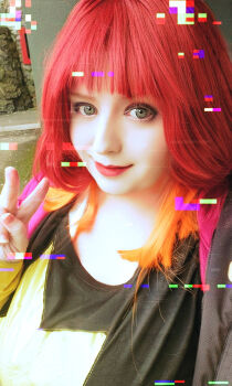 ashley_jericho cosplay cosplay_photo digimon digimon_beatbreak jacket photo_(medium) real_life sakuya_reina short_hair star_(symbol)