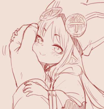  1boy 1girl blush coat fate/grand_order fate_(series) habetrot_(fate) hand_on_another's_cheek hand_on_another's_face hat imageboard_colors lowres mini_person minigirl monochrome oekaki pointy_ears pov sepia sketch smile solopipb 