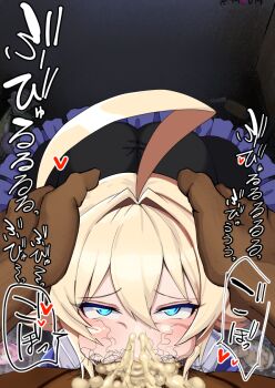  1boy 1girl blonde_hair blue_eyes es_(xblaze) fellatio ninopal oral 