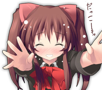 1girl aloe aloe_(quiz_magic_academy) blush closed_eyes female_focus kantoku outstretched_arms outstretched_hand quiz_magic_academy reaching ribbon solo tears rating:Sensitive score:4 user:danbooru