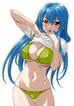  bikini blush clothes_lift highres long_hair shirt_lift swimsuit tagme tongue  rating:Sensitive score:9 user:Konst