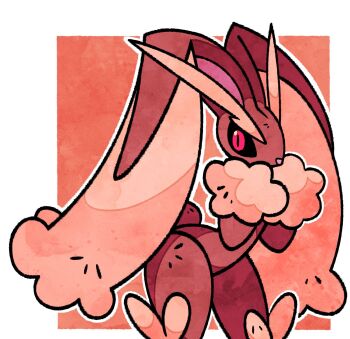  1girl arched_back ass ass_focus black_sclera brown_fur cloud cloudy_sky colored_sclera covering_mouth curvy field flat_chest fluff fur furry furry_female gen_4_pokemon highres leaning_forward long_ears looking_at_viewer looking_back lopunny nintendo pink_eyes pokemon pokemon_(creature) puffy_sleeves rabbit rabbit_ears rabbit_girl rabbit_tail shortstack simple_background sky smile snoozingwell spotlight tail thighs very_long_ears 