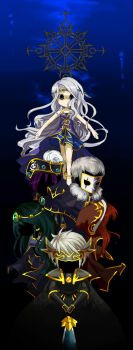  00s absurdres black_dress blue_background cygnus_(maplestory) dress eckhart_(maplestory) empty_eyes hawkeye_(maplestory) highres irena_(maplestory) long_hair long_sleeves looking_at_viewer maplestory mihile_(maplestory) multiple_boys multiple_girls oz_(maplestory) simple_background uniform very_long_hair 